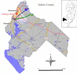 Map of Carneys Point in Salem County. Inset: Location of Salem County in New Jersey.