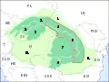 Eastern Carpathians, bordered in red and marked with 4 and 5