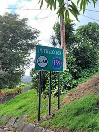 PR-647 near its junction with PR-159 and PR-5568 in Cienegueta barrio