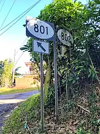 PR-801 at its junction with PR-802 in Palmarito, Corozal