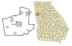 Location in Carroll County and the state of Georgia
