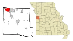 Location of Belton, Missouri