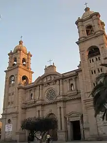 The Tacna Cathedral in Peru, 1954, which incorporates both Renaissance and Neoclassic architectural features.