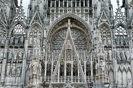 Detail of west facade of Rouen Cathedral (13th–16th century)