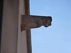 One of the gargoyles that adorn the outside of the building, cast in concrete by Wellington sculptor J. A. McCready