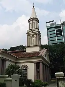 The steeple atop the east end of the cathedral.
