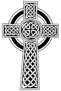 Ornamental version of Celtic "high cross" with decorative knotwork