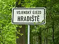 Entry sign in Hradiště Military Training Area, Karlovy Vary Region, Czech Republic