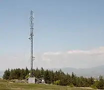 Cell phone tower atop a mountain near the village of Lozen, Sofia, Bulgaria.