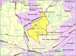 Census Bureau map of Bernards Township, New Jersey