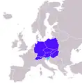 Central European countries in Encarta Encyclopedia (2009).mw-parser-output .legend{page-break-inside:avoid;break-inside:avoid-column}.mw-parser-output .legend-color{display:inline-block;min-width:1.25em;height:1.25em;line-height:1.25;margin:1px 0;text-align:center;border:1px solid black;background-color:transparent;color:black}.mw-parser-output .legend-text{}&nbsp;&nbsp;Central European countries.mw-parser-output .legend{page-break-inside:avoid;break-inside:avoid-column}.mw-parser-output .legend-color{display:inline-block;min-width:1.25em;height:1.25em;line-height:1.25;margin:1px 0;text-align:center;border:1px solid black;background-color:transparent;color:black}.mw-parser-output .legend-text{}&nbsp;&nbsp;Slovenia in "south central Europe"