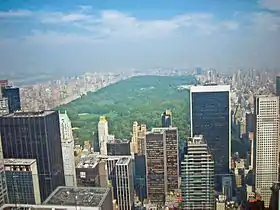 Central Park, the most visited urban park in the United States and one of the world's most visited tourist attractions, is surrounded by the skyscrapers of Manhattan in New York City