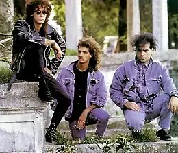Soda Stereo in 1987; left to right: Gustavo Cerati, Charly Alberti and Zeta Bosio