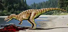 Life reconstruction of a feeding Ceratosaurus