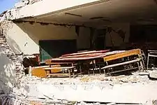 Classroom where the fault rupture went right under it