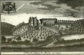 Ancienne gravure du Château du Moisnil à Andenne.