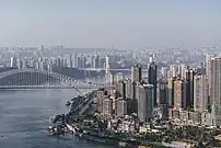 Chaotianmen Bridge connects Jiangbei District with Nan'an District of Chongqing, taken in 2018