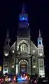 Exterior view of Notre-Dame-de-Bon-Secours chapel by night, Montreal, Quebec