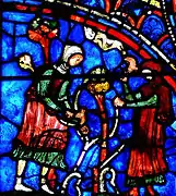 Two wine-growers pruning vines - Life of the Virgin (bay 28b).