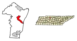 Location of Ashland City in Cheatham County, Tennessee