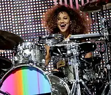 Simple Minds drummer Cherisse Osei playing live