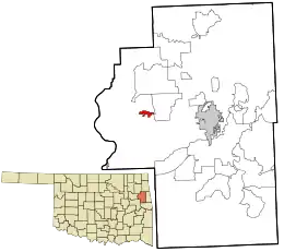 Location within Cherokee County and the state of Oklahoma