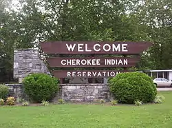 Cherokee Indian Reservation sign