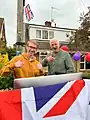Local DJ Chris Gibson and his father Barry celebrate at the Cherry Burton Brexit Party in June 2016