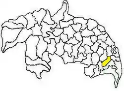 Mandal map of Guntur district showing Cherukupalle mandal (in yellow)