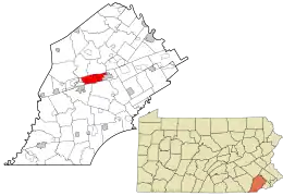 Location in Chester County and the state of Pennsylvania.
