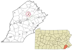 Location in Chester County and the state of Pennsylvania.
