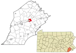 Location in Chester County and the state of Pennsylvania.