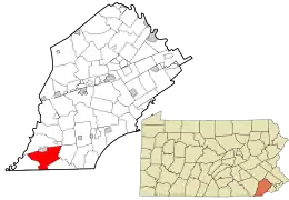 Location in Chester County and the state of Pennsylvania.