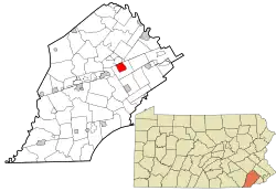 Location in Chester County and the state of Pennsylvania.
