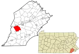 Location in Chester County and the state of Pennsylvania.