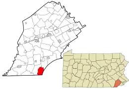 Location in Chester County and the state of Pennsylvania.