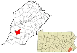 Location in Chester County and the state of Pennsylvania.