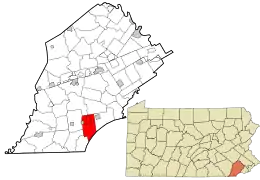 Location in Chester County and the state of Pennsylvania.