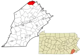 Location in Chester County and the state of Pennsylvania.