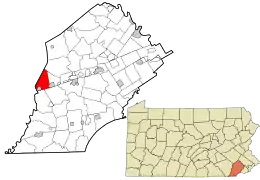 Location in Chester County and the state of Pennsylvania.