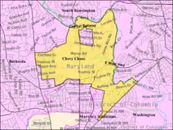 Boundaries of the Chevy Chase CDP as of 2003