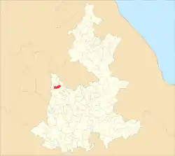 Location of the municipality in Puebla