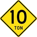 Weight restriction ahead (10 tonnes (11 short tons))