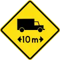 Length restriction ahead (vehicles over 10 metres (33&nbsp;ft) long)