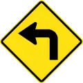 Sharp curve to left