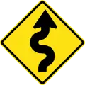 Winding road first curve to right