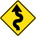 Winding road, first curve to left