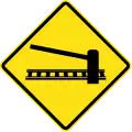 Railway crossing ahead with gates or barriers