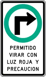 Right turn on red light permitted with caution
