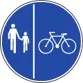 Pedestrians and cyclists keep your side on path